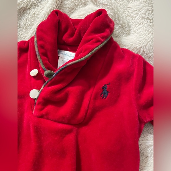 NWOT Vintage Ralph Lauren Red Velvet Footed Outfit - Picture 2 of 4